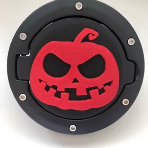 Pumpkin Scary in 3D Black with RED for Jeep Wrangler JK/JKU flag Gas Cap Cover - Halloween Style
