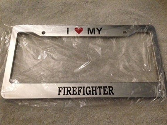 Fire Fighter Chrome License Plate Frame