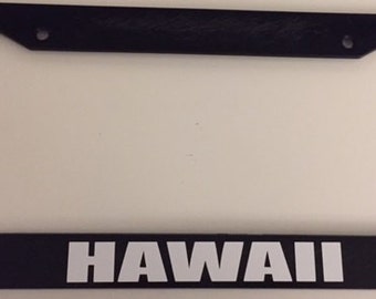 Hawaii BOLD Style  - Black  License Plate Frame - Hawaiian Hawaii Hibiscus Plumeria