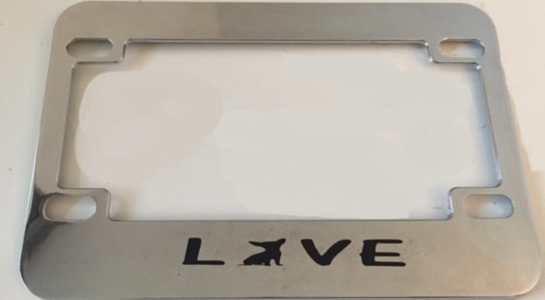 Chrome METAL License Plate Frame I BRAKE FOR CHIHUAHUAS Auto Accessory