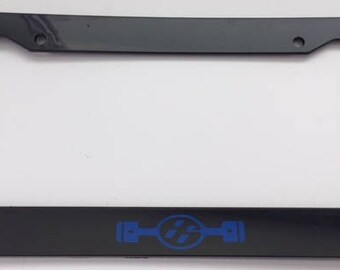 Pistons Boxster Engine   - Black with Blue Automotive License Plate Frame