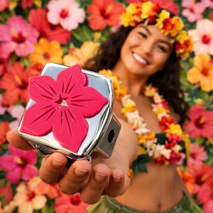 Fiore di ibisco in 3D - Cromato con vari colori Copertura per gancio di traino da 2 pollici - Love Live Pua Peace Hang Loose Hawaii Hawaiian