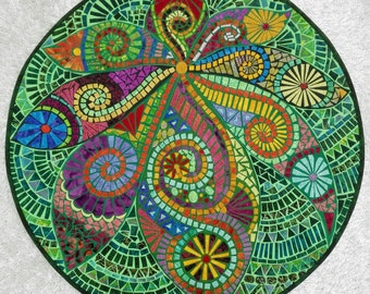 Quilted mosaic art Mandala, yin yang, home decor, sun, tree of life, Chakras, Lotus, elements, Quilt, handmade, custom made, original, yoga.