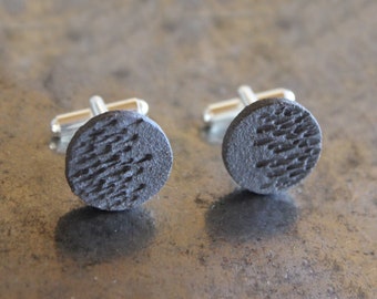 Boutons de manchette // Cufflinks // grès noir // pièces uniques fait main // ronds // contemporain // minimaliste