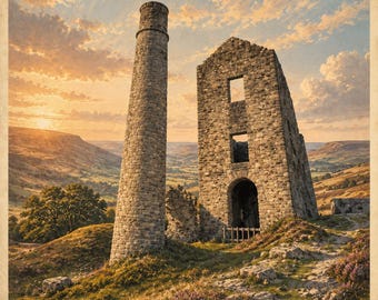 Magpie Mine Peak District Travel Poster | Derbyshire Sky Wall Art