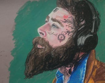 Dibujo al pastel de Post Malone