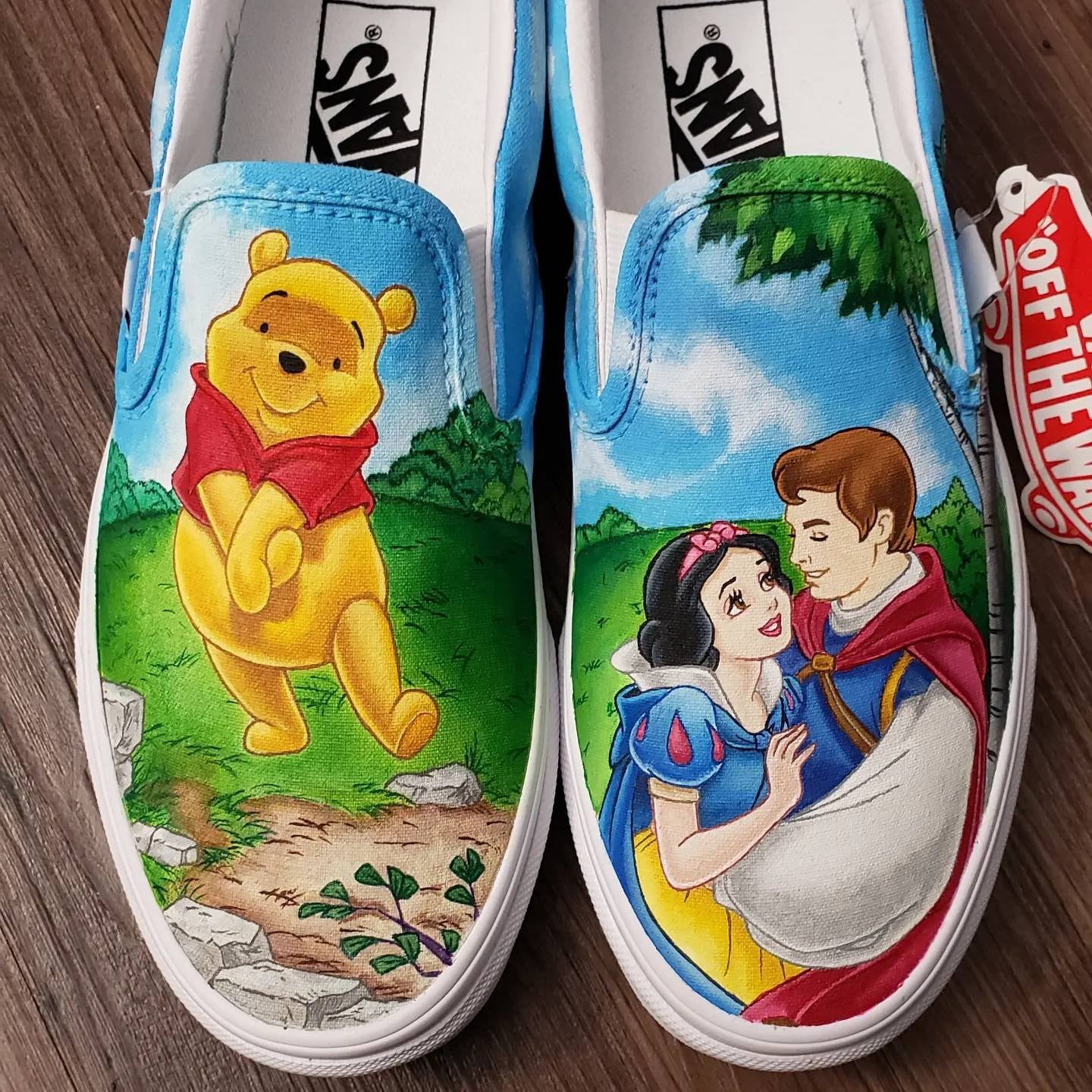 Hand painted disney shoes,Snow White, Pooh Bear, Winnie the pooh