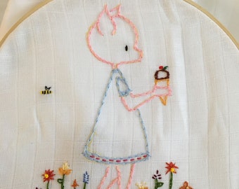 Baby muslin - Hand embroidered  (Piglet)