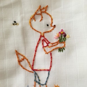 Baby muslin Hand embroidered Foxling image 3