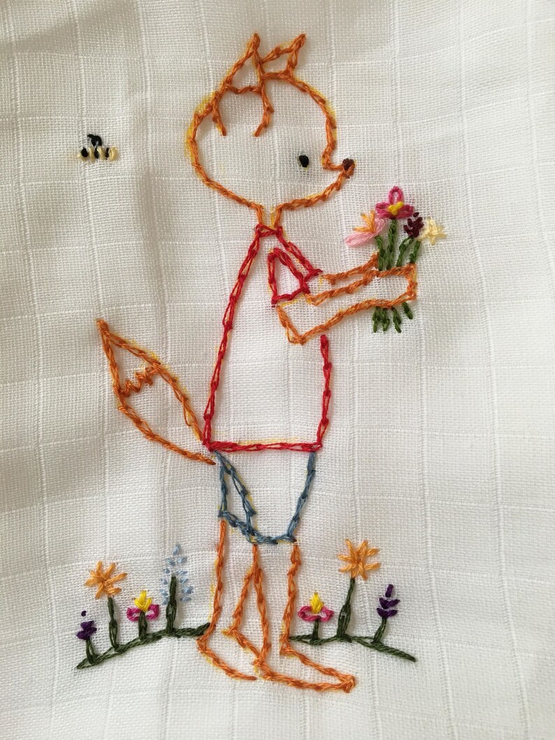 Baby muslin Hand embroidered Foxling image 3