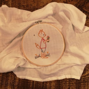 Baby muslin Hand embroidered Foxling image 2