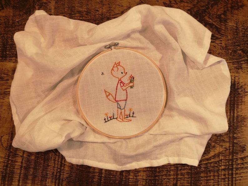 Baby muslin Hand embroidered Foxling image 2