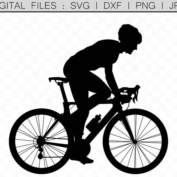 Cycling svg, Cyclist Cake Topper Design, Silhouette Files, Glowforge svg Files, Bicycle svg,  Ready to Cut Cricut Files, Bike Decal Designs