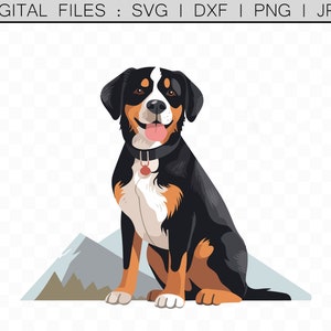 Entlebucher Sennenhund SVG Cartoon Clipart, PNG, Hundeliebhaber Vektor Illustration, Cricut Projects, Vinyl Schild Design kommerzielle Nutzung