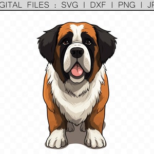 Saint Bernard SVG Cartoon Clipart Vector Illustration, Digital Cut File Download for Cricut Silhouette, St Bernard Clipart, Sublimation PNG