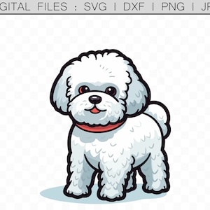 Bichon Frise Dog, Cute Bichon Frise Card Clipart, Mug Sublimation, Bichon Frise Gifts, Cartoon Dog svg, Sticker Design, Commercial Use