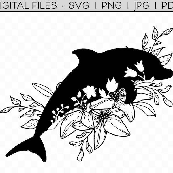 Dolphin Flower svg, Australia Shops, Dolphin Cricut Floral Bouquet svg, Spring Summer Tshirt Design for Dolphin Lovers, Mug Sublimation png