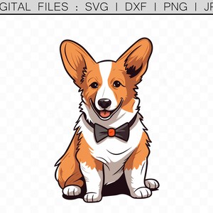 Corgis Clipart, Cardigan Welsh Corgis Hund Fliege, Corgis svg Vektor PNG Clip Art Aufkleber Design, geschnittene Dateien für Cricut, Cameo, Hund Aufkleber Design