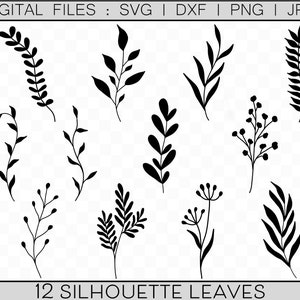 Leaves SVG Bundle, Leaves Clipart, Leaf Silhouette Cricut Cutting Files, Plant svg, Leaves png, Leaf Elements, Decorative Leaves