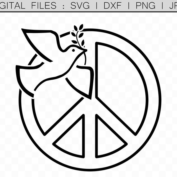 Welt Frieden Vektor svg Peace Symbol Aufkleber Auto Autoaufkleber Design Cricut Silhouette Schneidedateien svg Taube Olivenzweig Clipart png