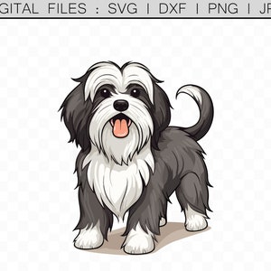 Tibetan Terrier Puppy SVG Cartoon Clipart, Cute Puppy Vector Illustration, Cricut Projects Cut Files, Pup PNG Sublimation, Commercial Use