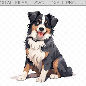 Australian Shephard svg Cut Files, Cane da pastore, File DXF, Shephard Mug Design, Mamma cane, Papà cane, Vettore cane, Logo cane carino