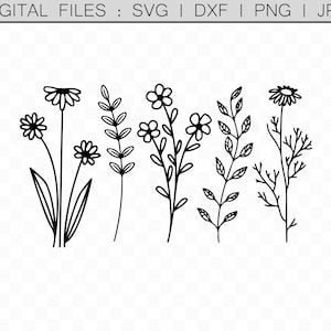 Flores silvestres svg, clipart de flores, arquivo de corte de flores silvestres, png de flores silvestres, design de camiseta de flores silvestres, arquivos digitais Cricut e Silhouette