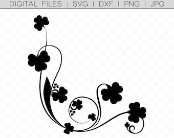 Kleeblatt Schnörkel svg, St Patricks Borders, Laurel svg, Klee Clipart, Cricut Cut Dateien, Kartenherstellung Scrapbooking png, Digitaler Download jpg