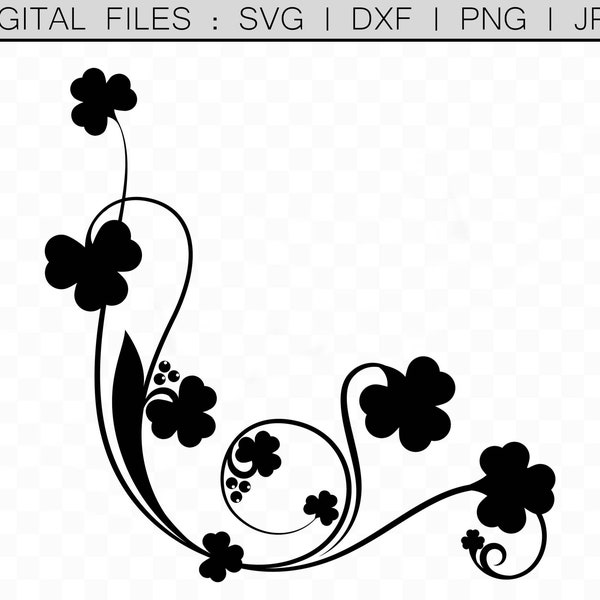 Shamrock Flourish svg, St Patricks Borders, Laurel svg, Clover Clipart, Cricut Cut Files, Card Making Scrapbooking png, Digital Download jpg