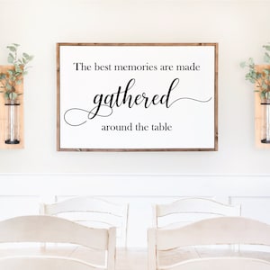 Farmhouse Dining Room Sign: Gathered Around The Table Wood Decor