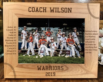 Baseball coach picture frame, engraved coach gift, baseball coach gift, softball coach gift, team photo frame, team picture frame