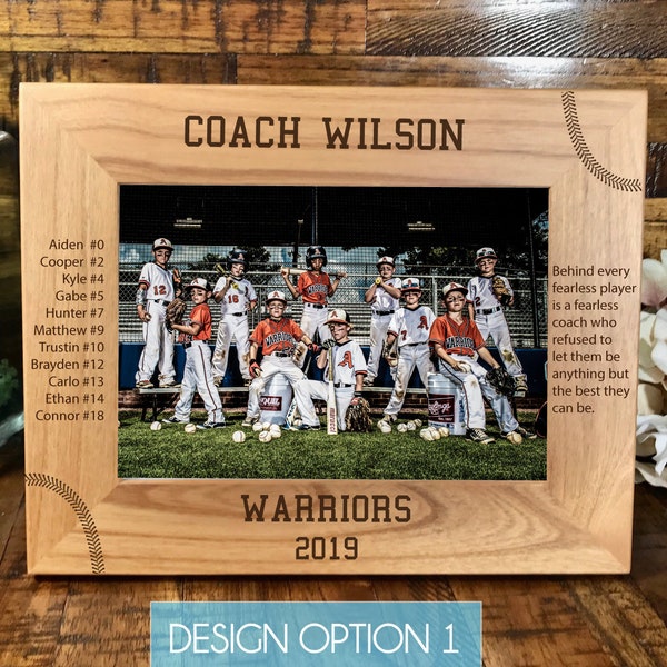 Baseball coach picture frame, engraved coach gift, baseball coach gift, softball coach gift, team photo frame, team picture frame