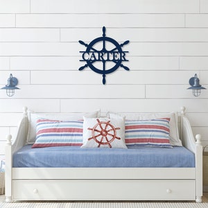 Ship Wheel personalized name sign, custom family name sign, nautical name sign, ship steering wheel decor, nautical decor, nautical inspo