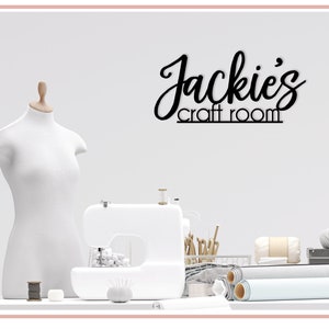 Custom Name Craft Room Sign: Birch Wood, Painted or Glitter Options