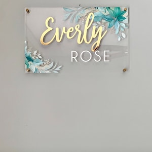 Custom Acrylic Nursery Name Sign: Gold Mirror Accent