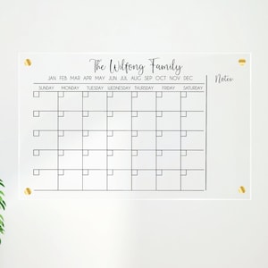 Custom Acrylic Family Calendar: Wall Mounted Dry Erase Board
