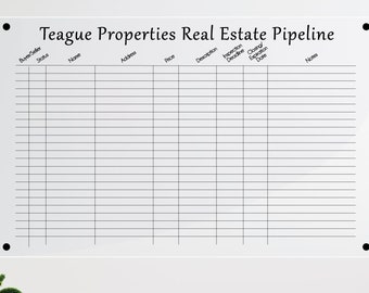 Real estate pipeline sign, clear acrylic custom real estate dry erase board, realtor organizer, real estate agent wall organizer sign #005