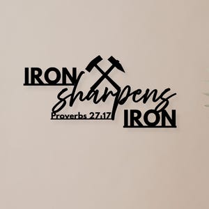 Iron sharpens iron sign, Proverbs 27:17 sign, Church decor, Christian wall art, Christian gift, faith gift, wood sign