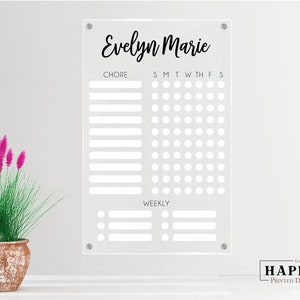 Custom Acrylic Kids Chore Chart: Dry Erase Wall Organizer