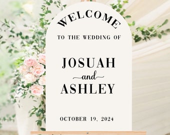 Modern wedding welcome arch sign, wedding welcome sign, acrylic arch welcome sign, wedding signage, wedding decor, white acrylic arch