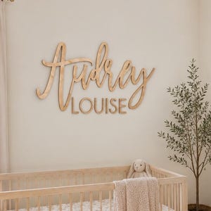 Baby Girl Nursery Wooden Name Sign: First & Middle Name Cutout