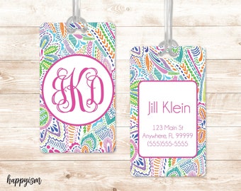 Pretty floral luggage tag, girl gift ideas, travel gift ideas, personalized luggage tag, printed luggage tag, unique luggage tag, lily