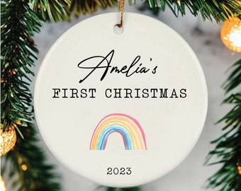 Rainbow baby's first christmas ornament, baby girl ornament, newborn ornament, baby ornament, baby christmas ornament, happyism, ornament