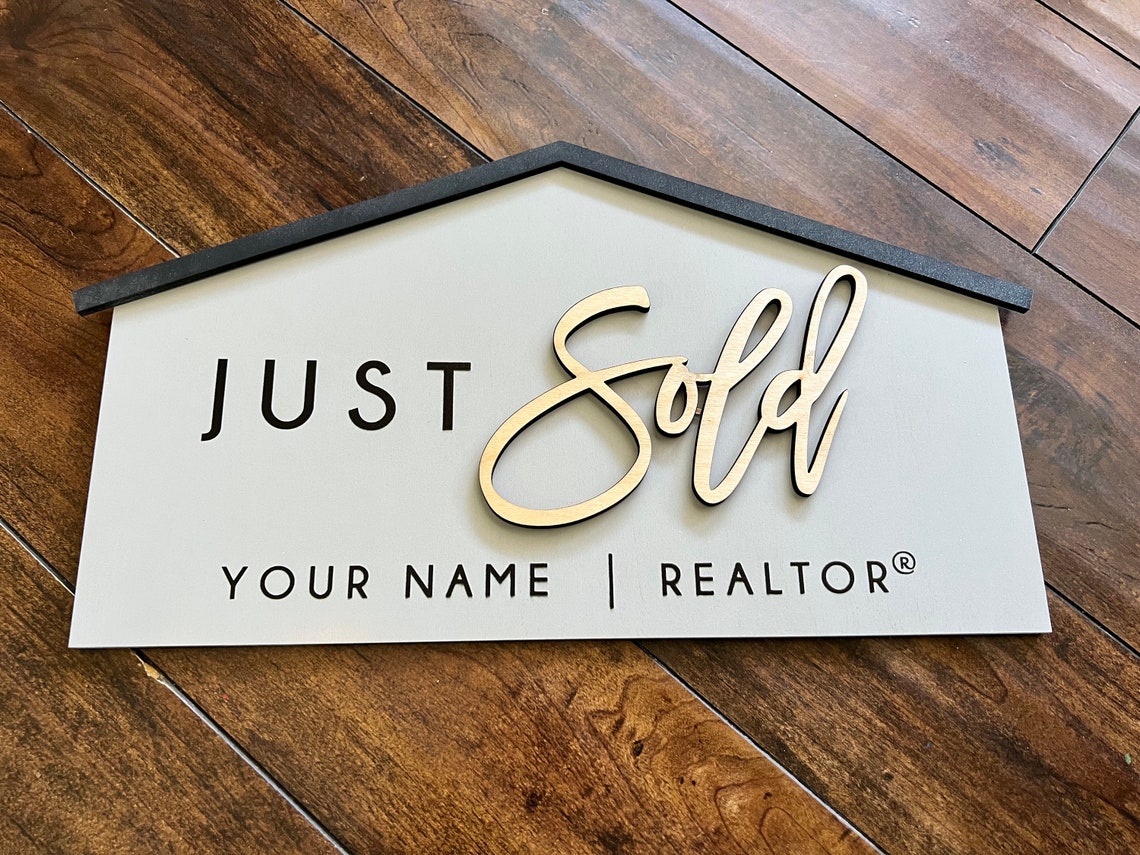 Real estate house closing sign Just sold real estate sign image 1