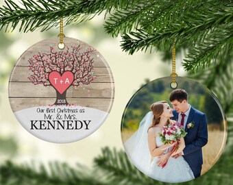 Our first christmas as mr and mrs , bridal shower gift, wedding gift, first christmas ornament, newlywed christmas ornament, tree ornament