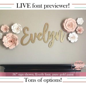 Wooden Name Sign: Nursery Decor, Baby Girl Name Cutout