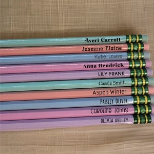 Personalized Pencils, Pastel Ticonderoga Custom Pencils, Set of 10 Engraved pencils, engraved name pencils, engraved pastel pencils