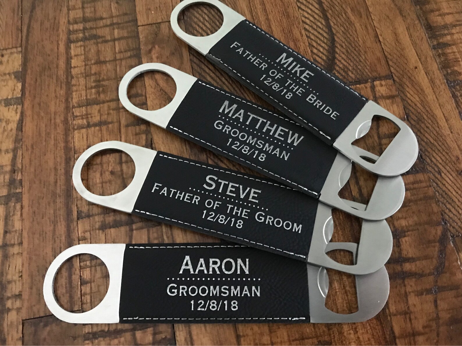 Engraved Leather Bottle Opener Groomsman Gift Personalized Etsy