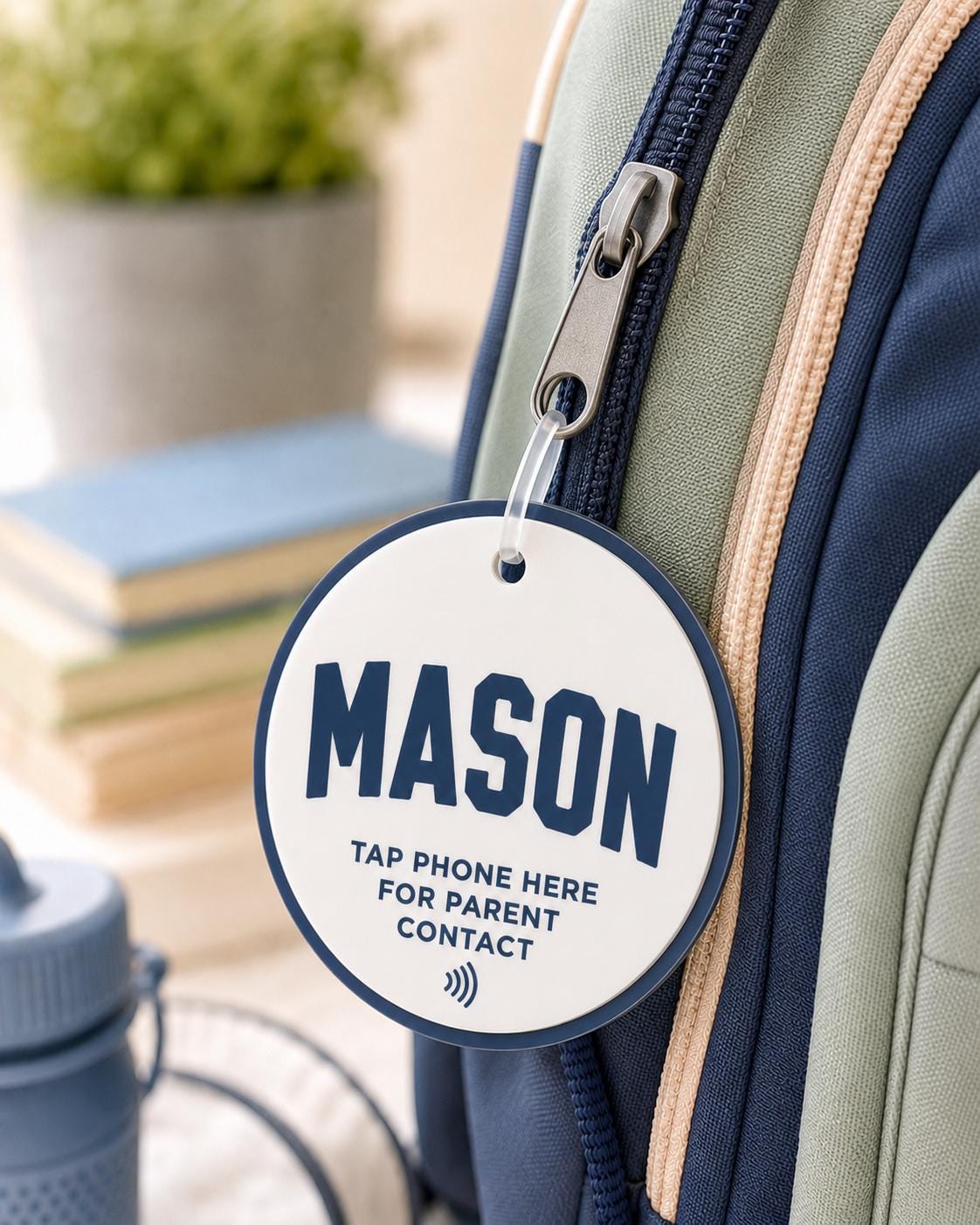 Personalized NFC Safety Bag Charm Kids Backpack Emergency Contact Tag Tap Phone for Parent Contact Boys Custom Acrylic Backpack