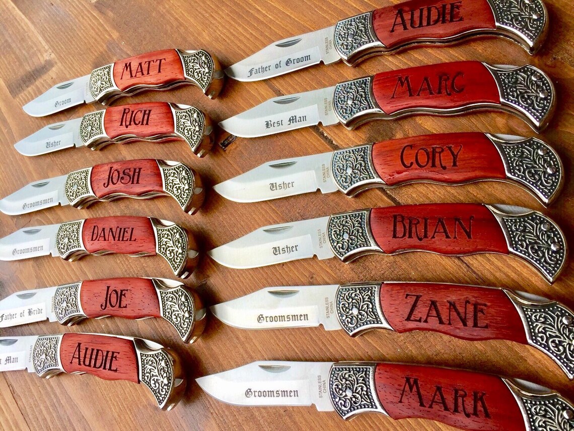 Set of 7 Engraved Hunting Knives Engraved Knife Engraved Etsy